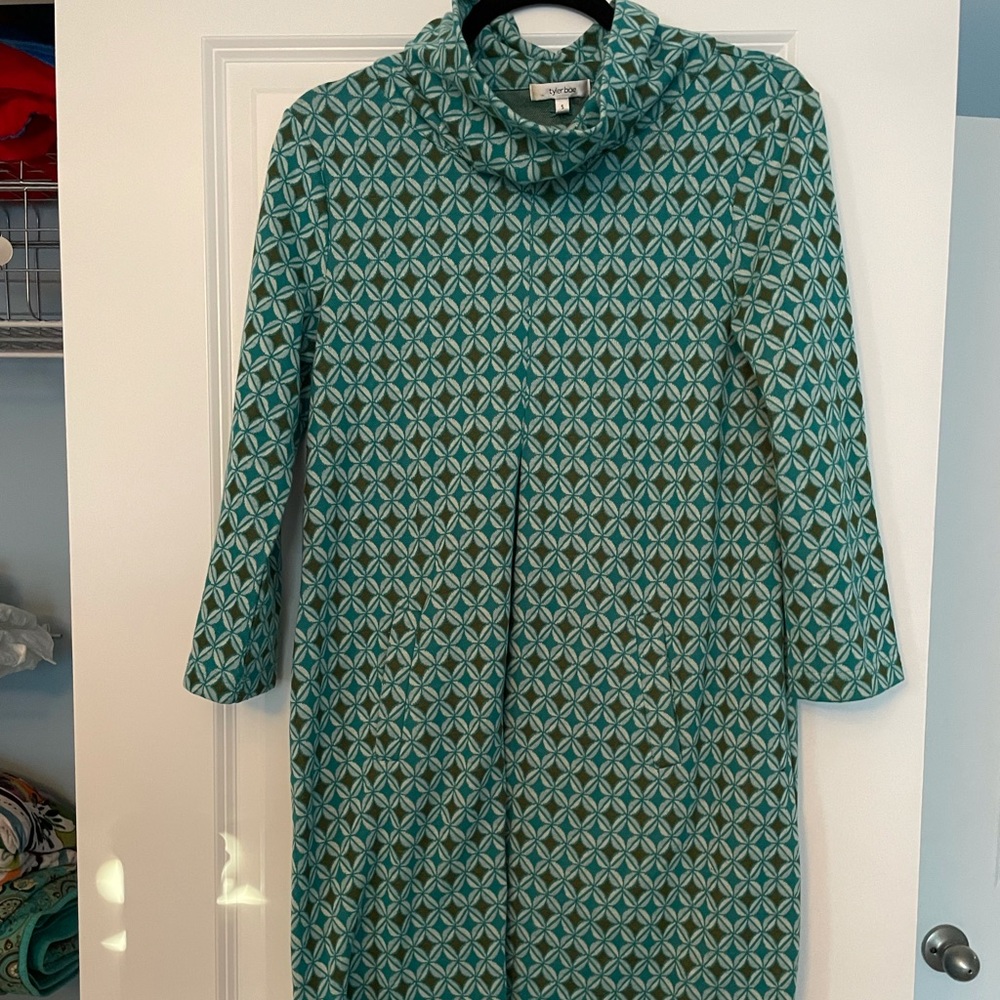 60s inspired cowl neck fall dress